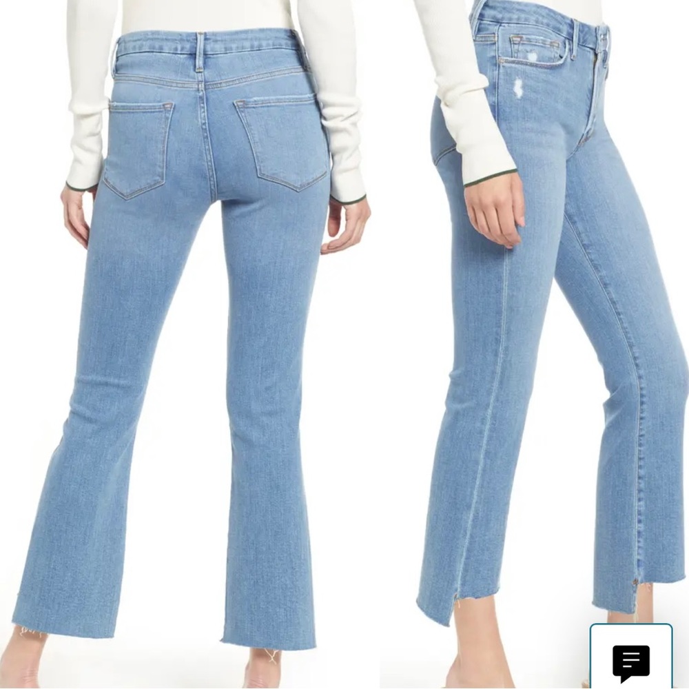 FRAME - Le Crop Mini Boot Stagger Raw Hem Crop Bootcut Jeans (27)